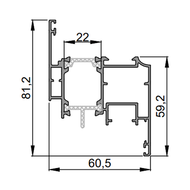 CERCEVEA PE DREPT CU CANAL FERONERIE PVC ALTEST